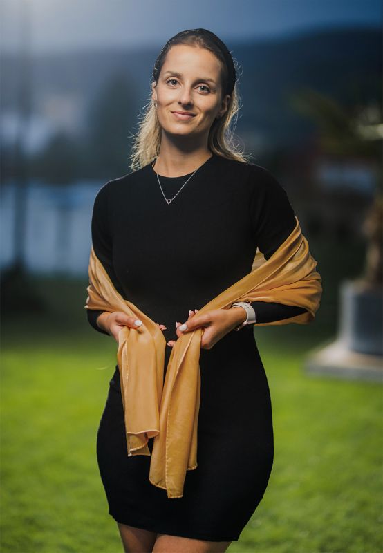 Hodvábny šál MEDENÝ, Vyrobený na Slovensku, 175 x 45cm