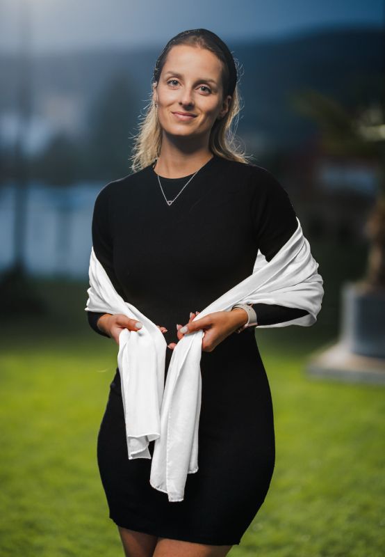 Hodvábny šál BIELY, Vyrobený na Slovensku, 175 x 45cm