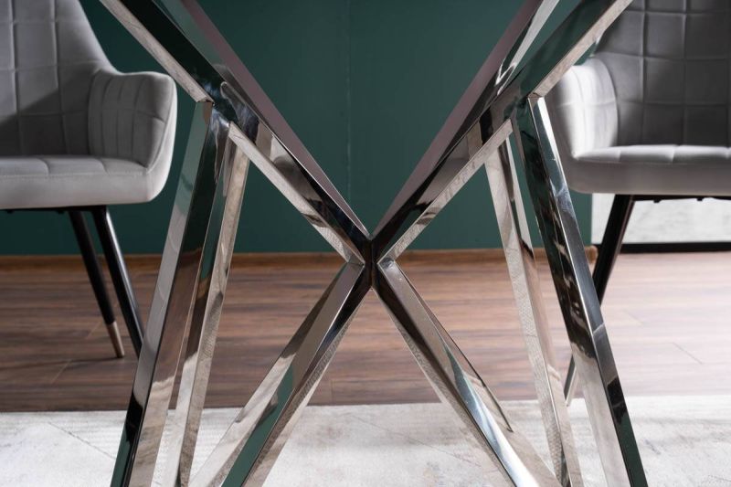 Okrúhly jedálenský stôl 120, chróm-biela