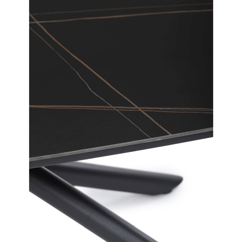 Stôl konferenčný, doska spekaná keramika 120x70cm, čierny mramor