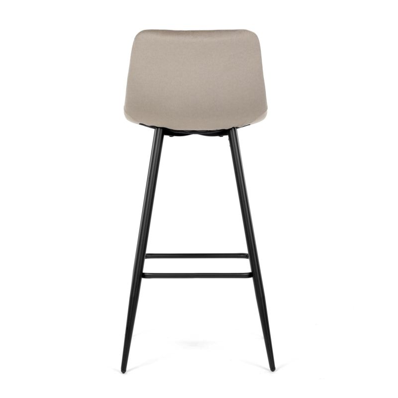 Barová stolička cappuccino látka, štvornohá kovová podnož