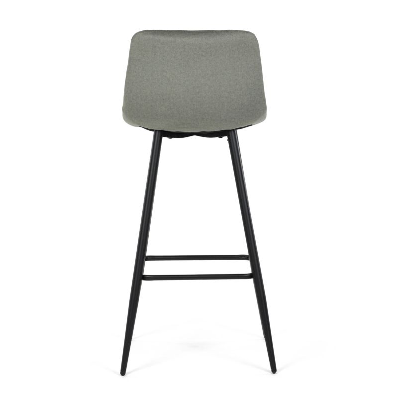 Barová stolička zelená látka, štvornohá kovová podnož