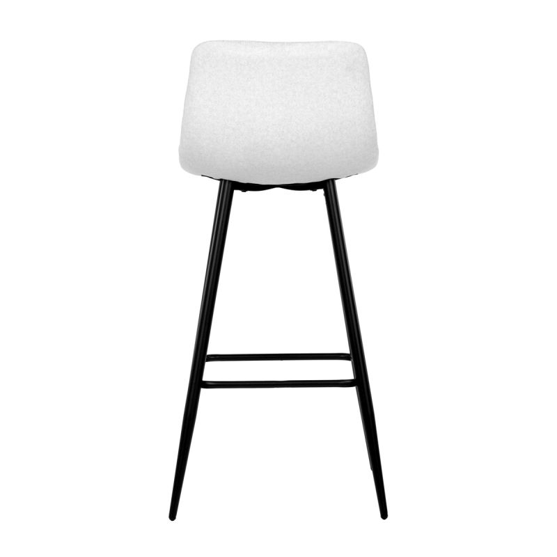 Barová stolička biela látka, štvornohá kovová podnož