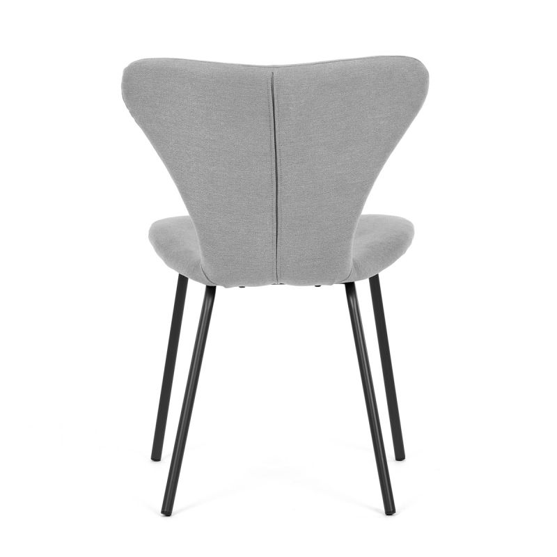 Moderná stolička do jedálne, strieborná látka, nohy čierne