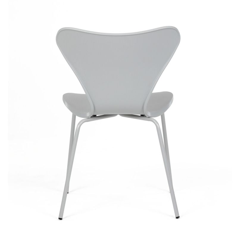 Stolička jedálenská, sivý plast, kovová podnož