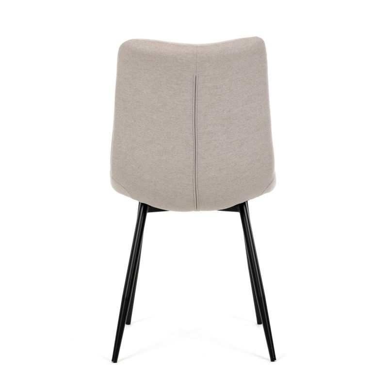 Stolička jedálenská, čalúnená cappucino látkou, čierne kovové nohy