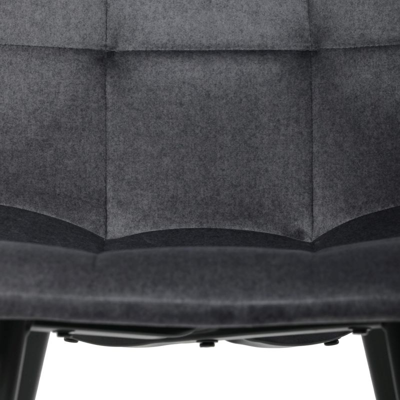 Čalúnená jedálenská stolička, sivá látka, čierny kov