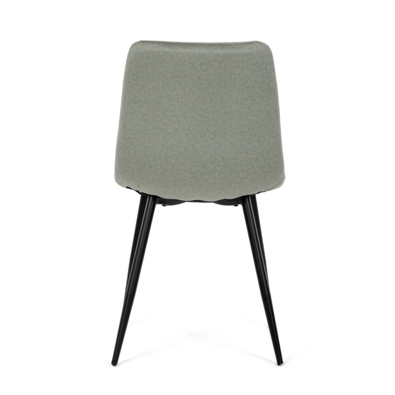 Čalúnená jedálenská stolička, zelená látka, čierny kov