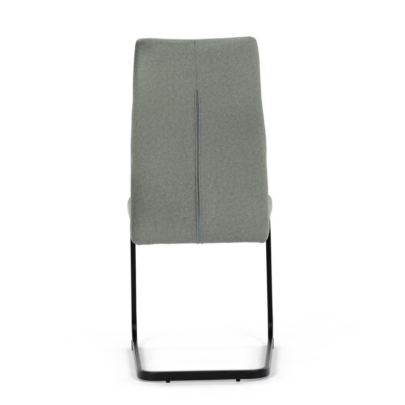 Čalúnená jedálenská stolička, zelená látka, čierna pohupovacia podnož