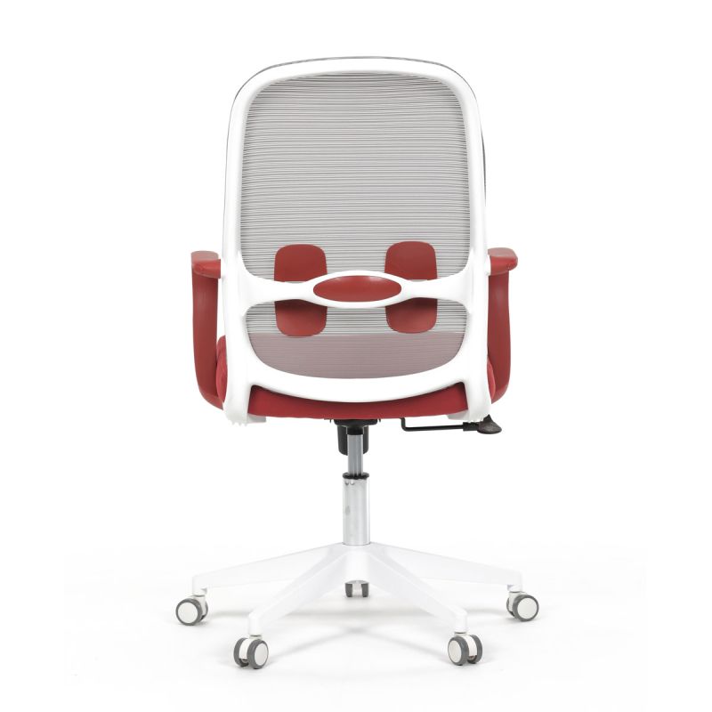 Stolička kancelárska, šedý MESH a červená látka