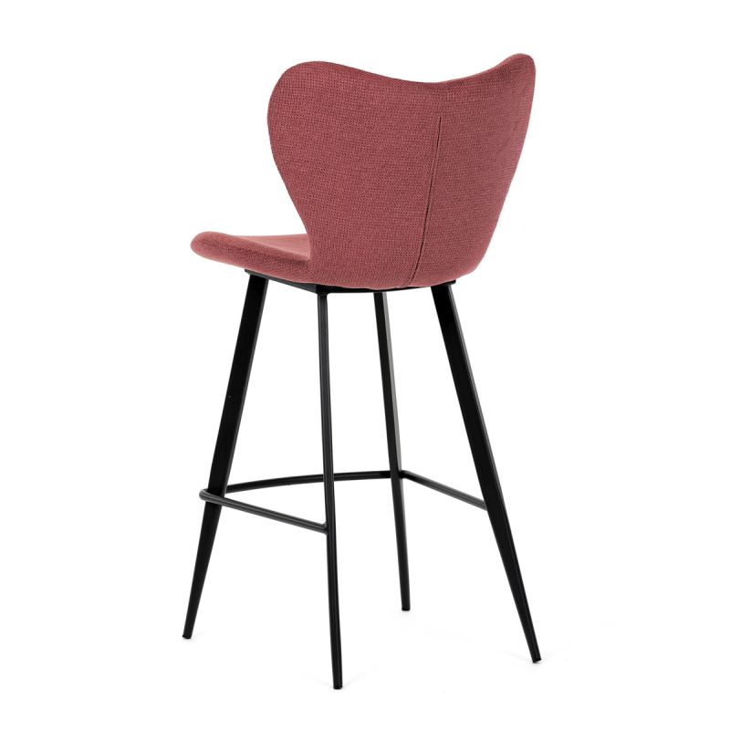 Stolička barová, červená látka, čierna podnož