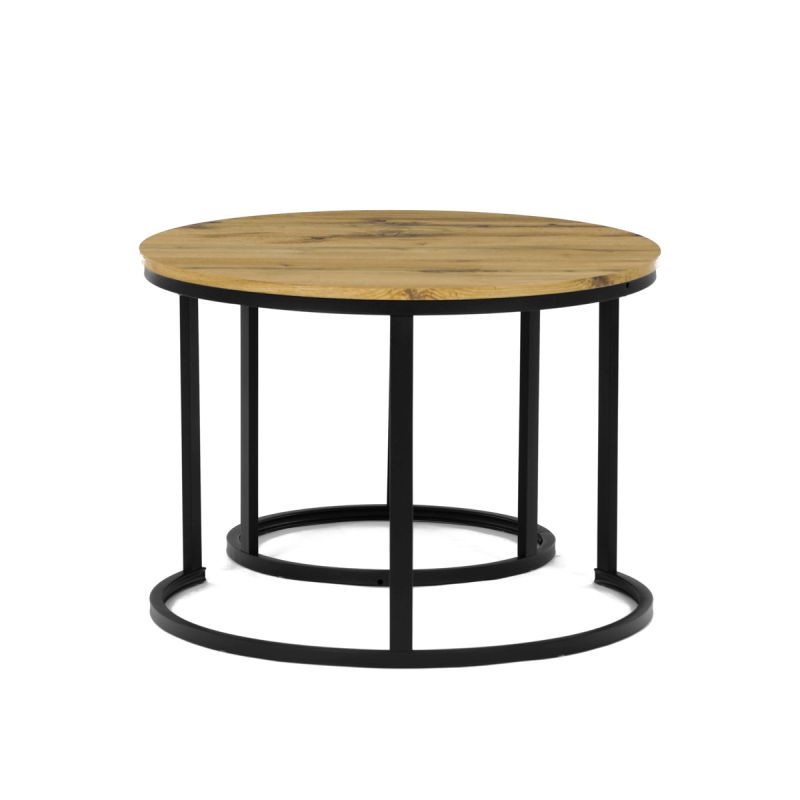 Stôl konferenčný okrúhly, set 2 ks, MDF doska, dekor divoký dub