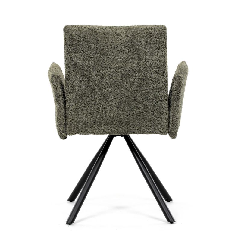 Stolička jedálenská, zelená látka, čierny kov, otočný mechanizmus 90 °, funkcia reset