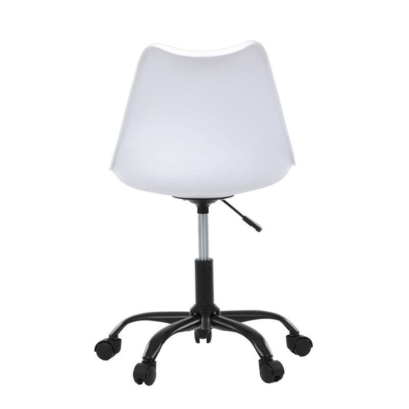 Stolička kancelárska, biela plastová škrupina, sedák biela látka