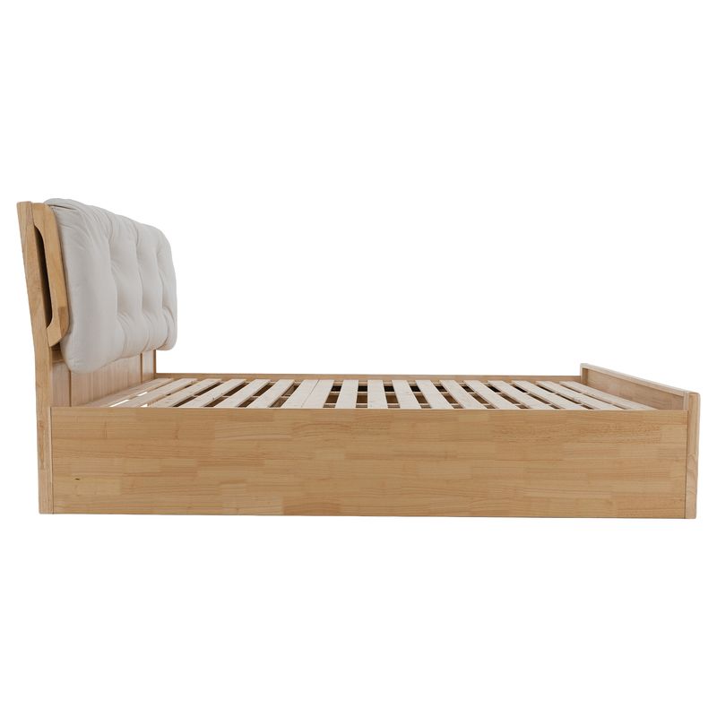 Manželská posteľ, 160x200, masívne drevo, prírodná, úložný priestor
