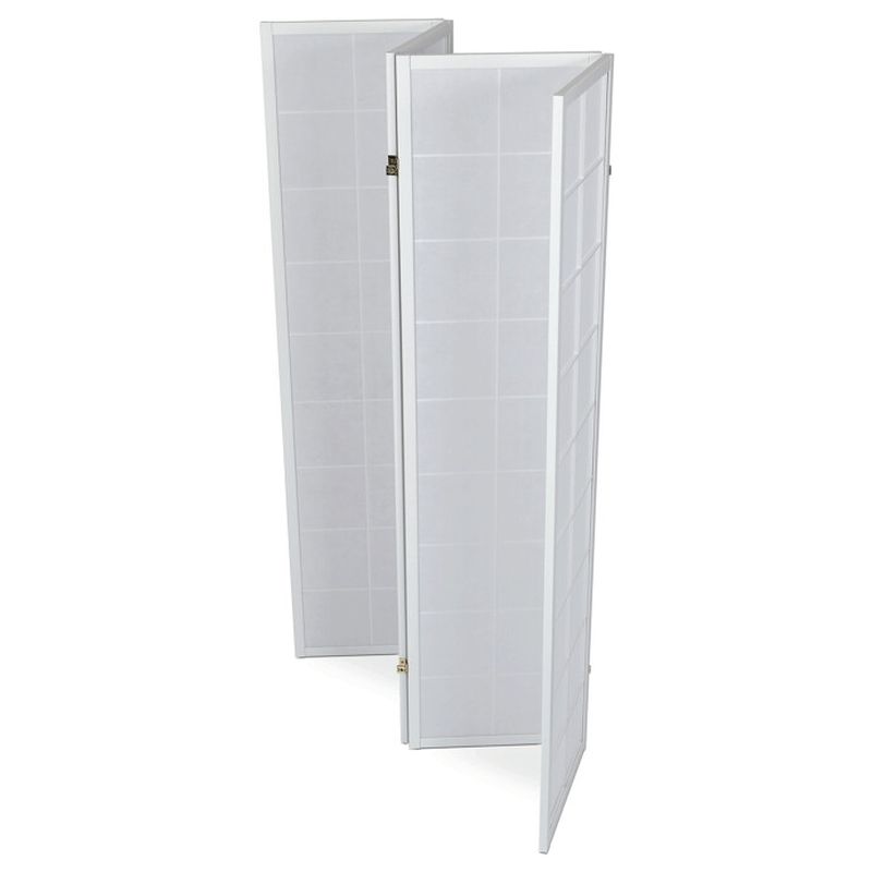 Štýlový 4-dielny paraván s drevenou konštrukciou v bielej farbe