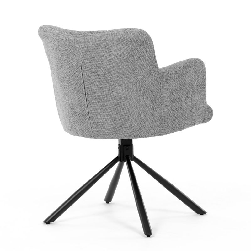 Jedálenská stolička čalúnená sivou látkou, otočný mechanizmus