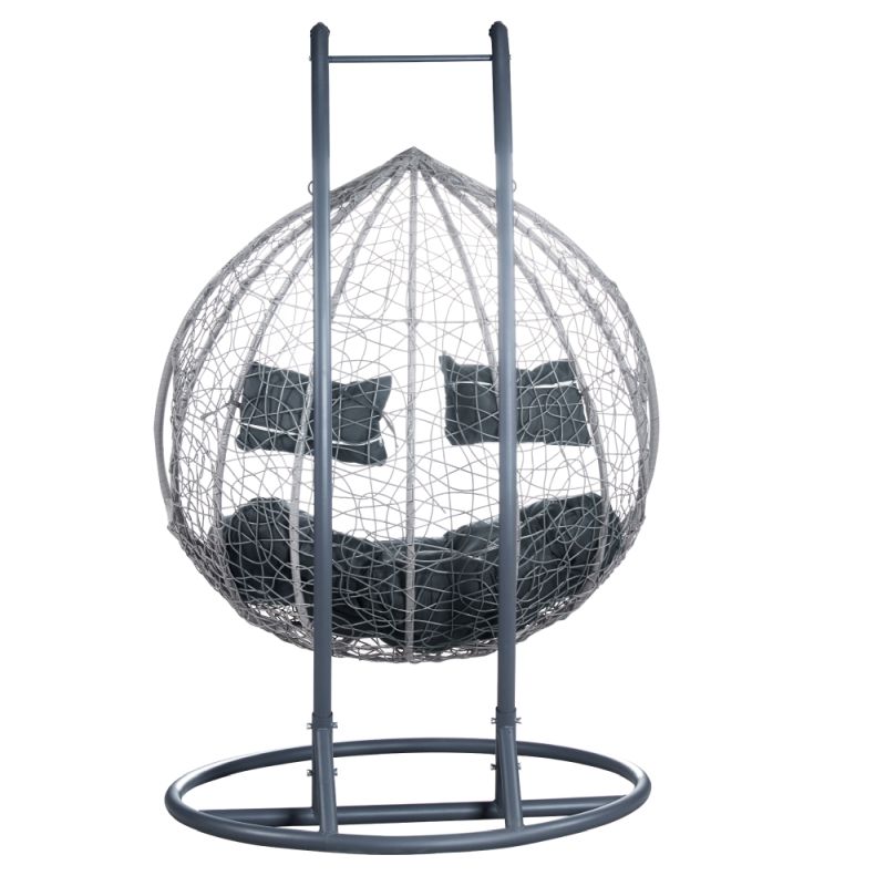 Závesné dvojkreslo s elegantným dizajnom, sivé