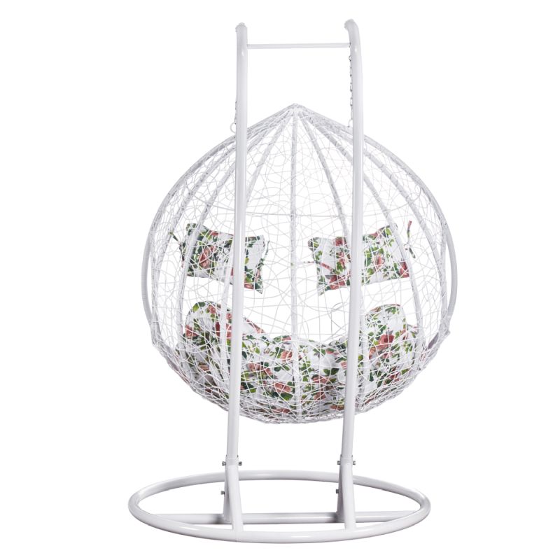 Závesné dvojkreslo s elegantným dizajnom, biele