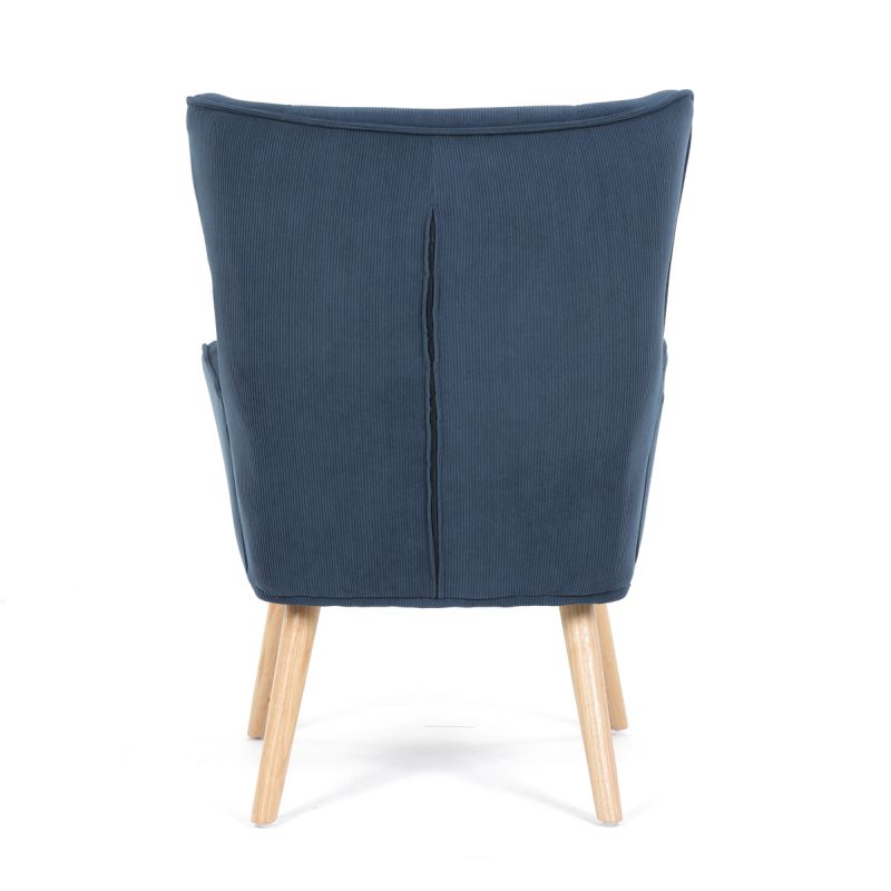 Moderné elegantné kreslo, poťah modrá menčestrová látka