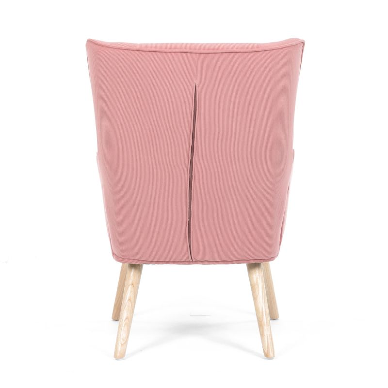 Moderné elegantné kreslo, poťah ružová menčestrová látka