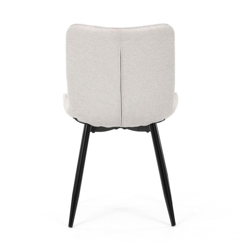 Stolička jedálenská, čalúnená béžovou látkou, čierne nohy