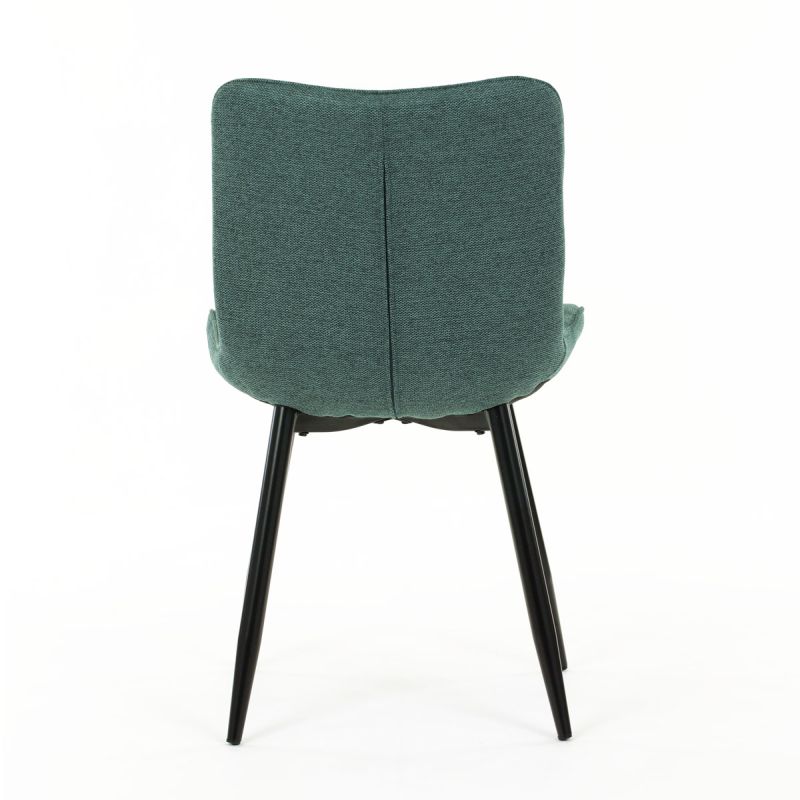 Stolička jedálenská, čalúnená zelenou látkou, čierne nohy