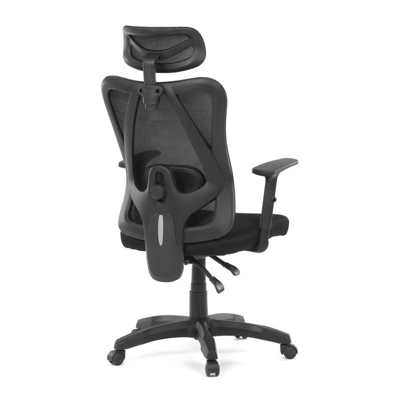 Moderná kancelárska stolička v čiernom sieťovanom dizajne