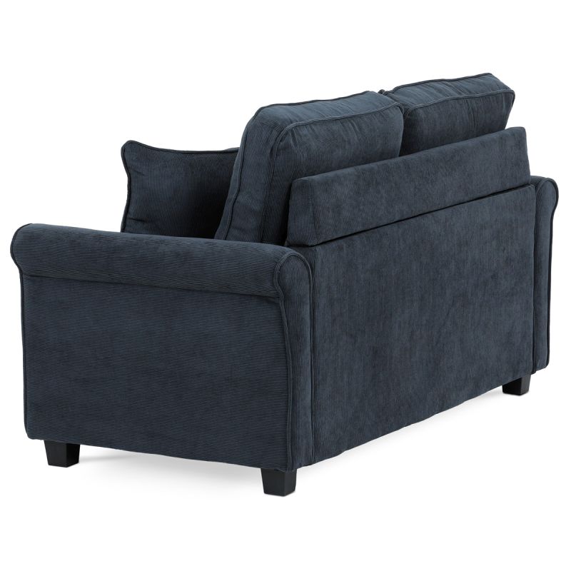 Rozkladacia pohovka s matracom, 2-miestna, poťah menčestrová modročierna látka