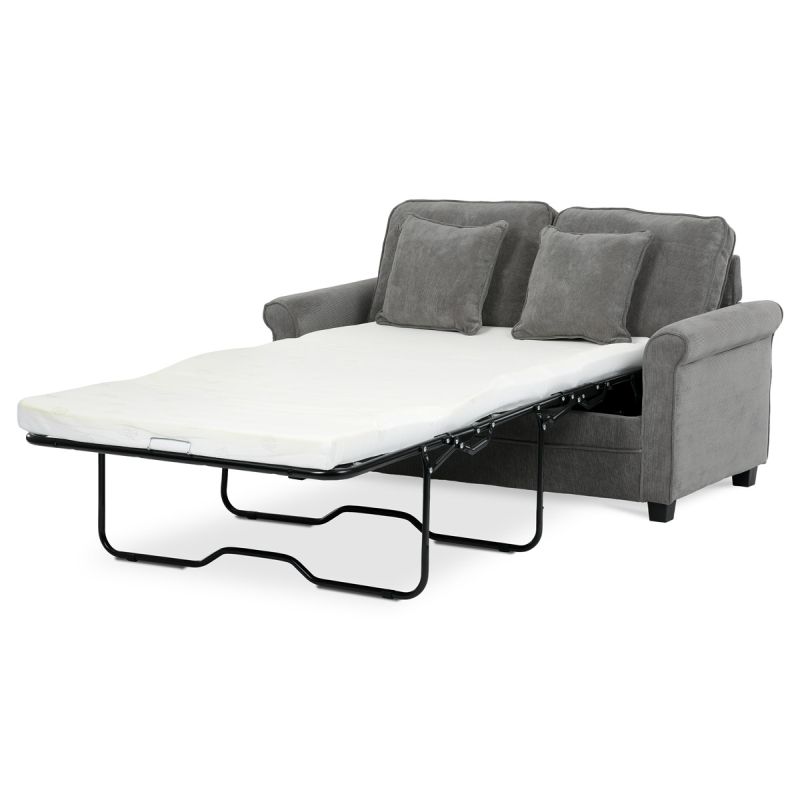 Rozkladacia pohovka s matracom, 2-miestna, poťah menčestrová sivá látka