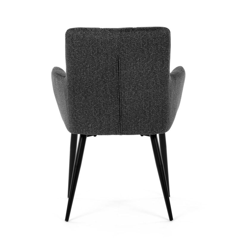 Elegantná tmavo sivá jedálenská stolička s podrúčkami