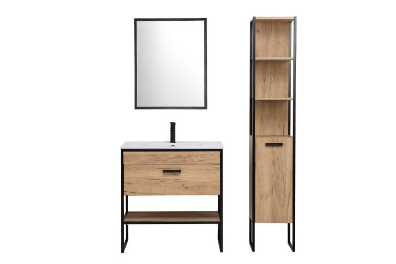 Kúpeľňová skrinka 827 dub craft zlatý/čierny mat