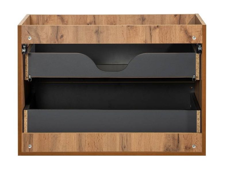 Skrinka do kúpeľne 82-80-D-2S, dub wotan-čierna