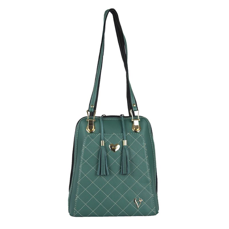 Luxusný kožený ruksak z pravej hovädzej kože 8668 v zelenej farbe