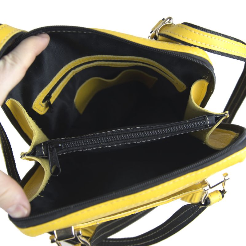 Luxusný kožený ruksak z pravej hovädzej kože 8668 v žltej farbe