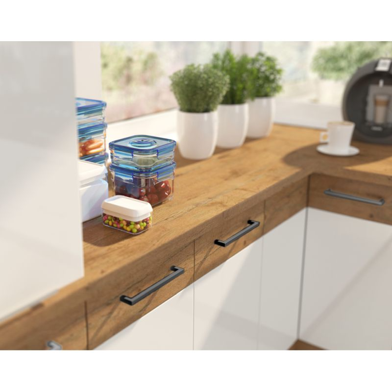 Spodná skrinka, biely vysoký lesk/dub lancelot, 80 D 2F BB, 2x dvierka