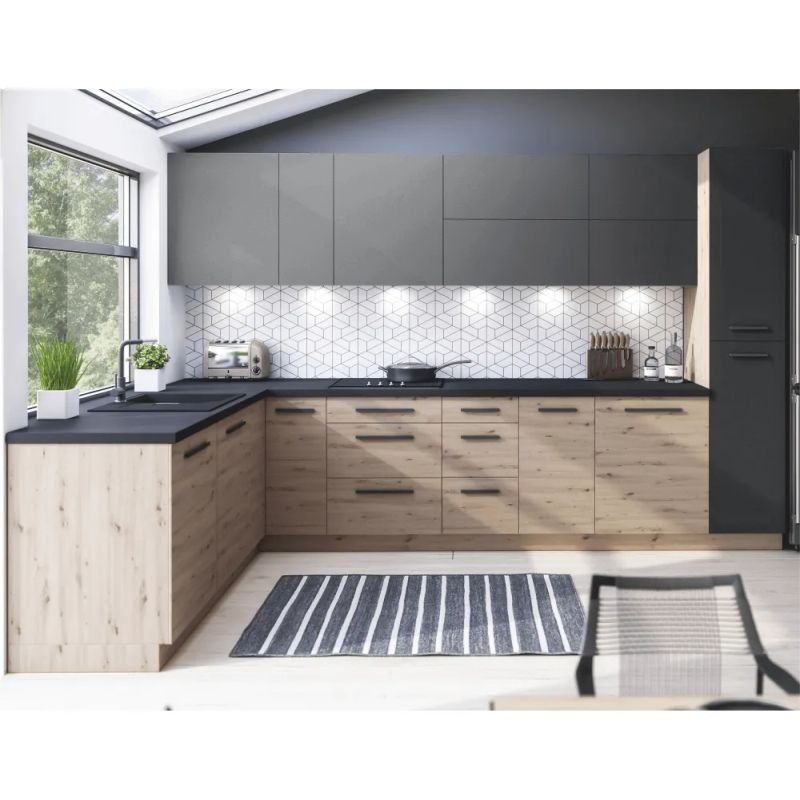 Spodná skrinka, dub artisan-sivý mat, D40S3 P, 3x zásuvka