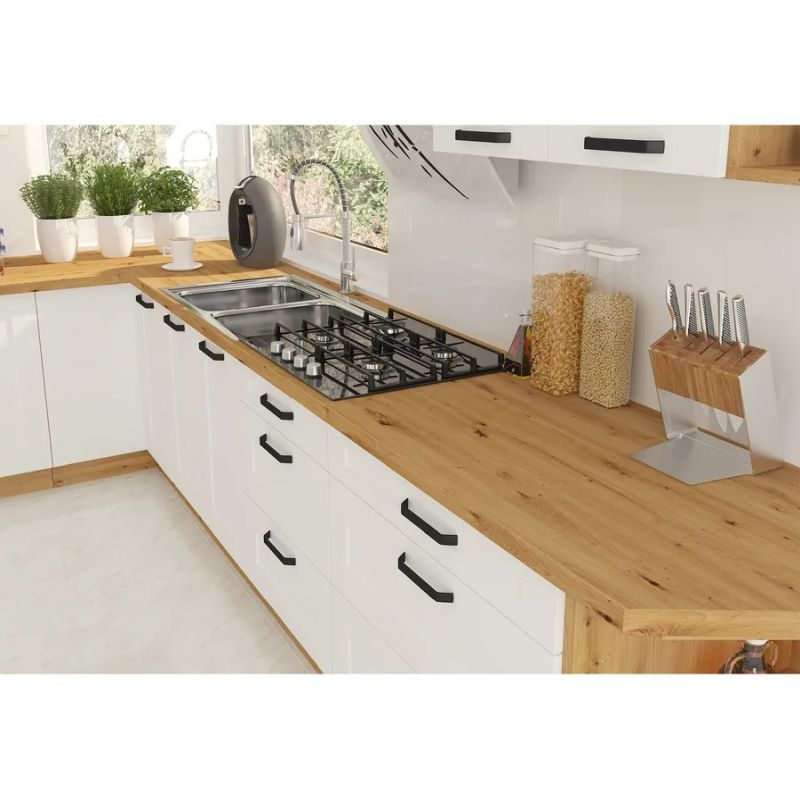 Vysoká skrinka na rúru a mikrovlnú rúru, biela-dub artisan, 60 DPM-210 2F, 2x dvierka