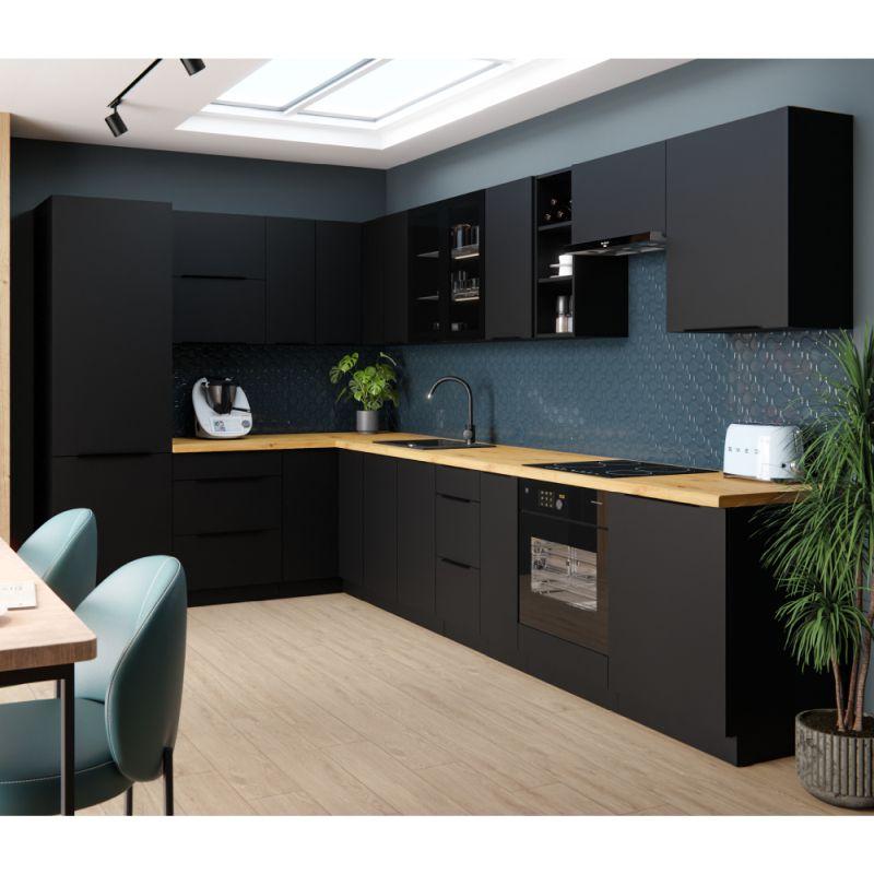 Spodná skrinka, čierna, 50 D 1F 1S BB, 1x dvierka, 1x zásuvka