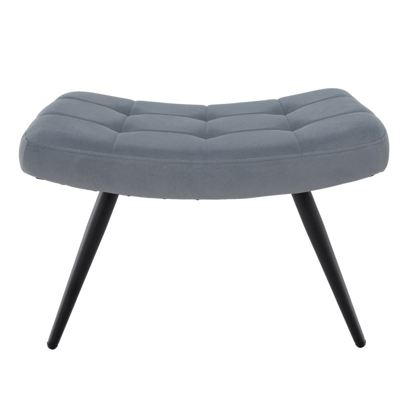 Luxusné kreslo s podnožou, sivá Velvet látka a čierne nohy