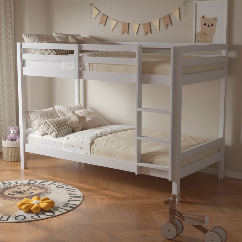 Neprehliadnuteľná poschodová posteľ , 90x200, masívne drevo, biela