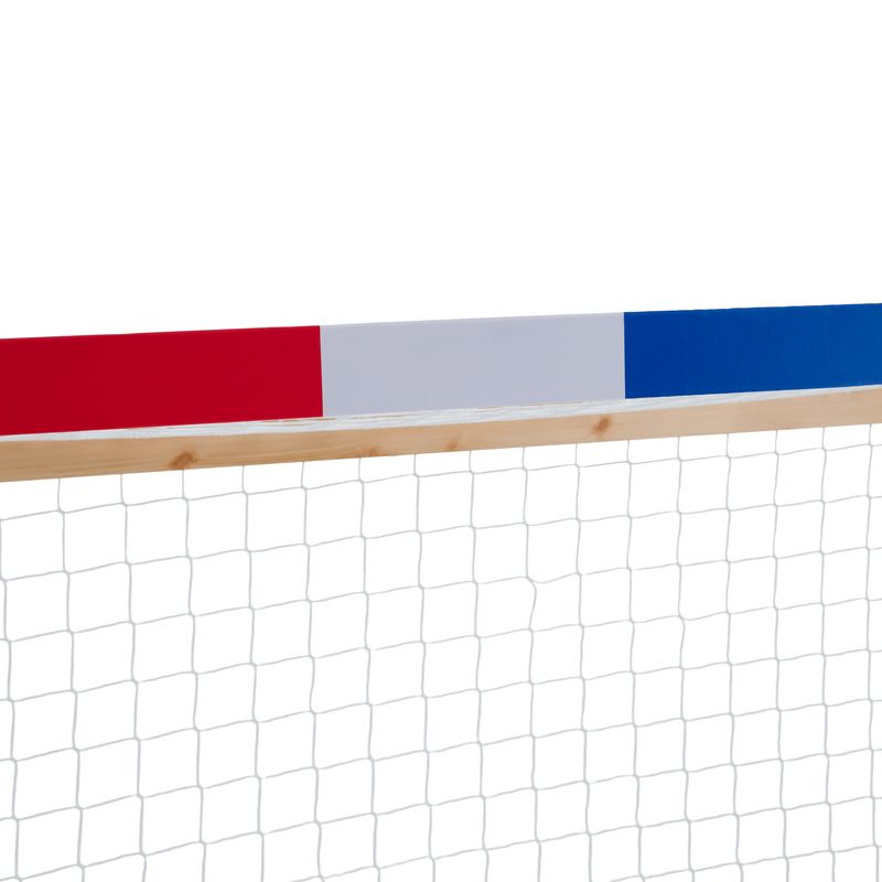 Montessori posteľ v tvare futbalovej brány 90x200, prírodná-biela-modrá-červená