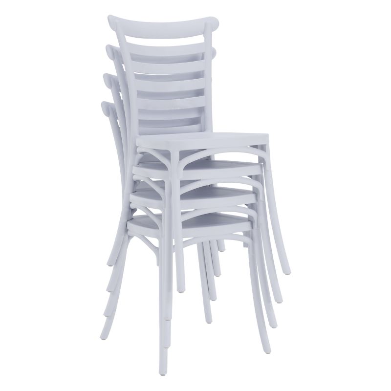 Stohovateľná stolička plastová, biela