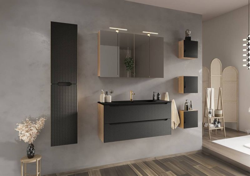 Skrinka do kúpeľne 81-40-1D, dub olejovany-čierna, 1x dvierka