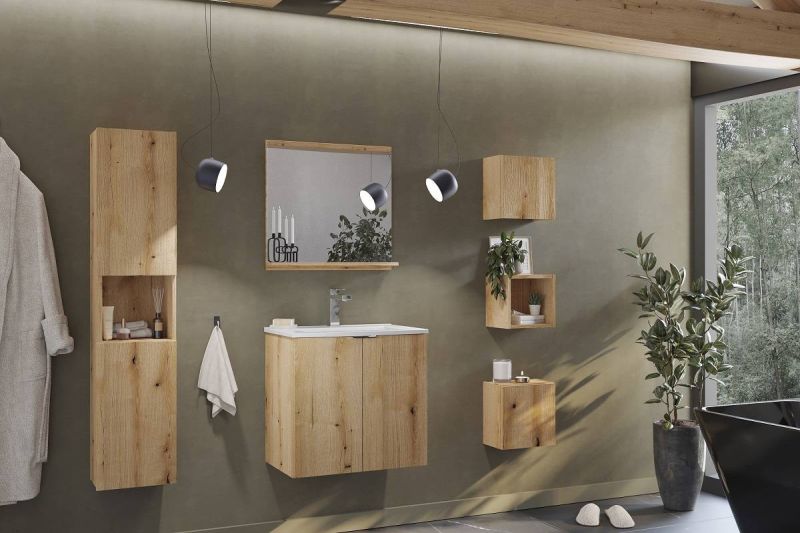 Skrinka do kúpeľne 82-80-2S, Dub coast evoke, 2x zásuvka