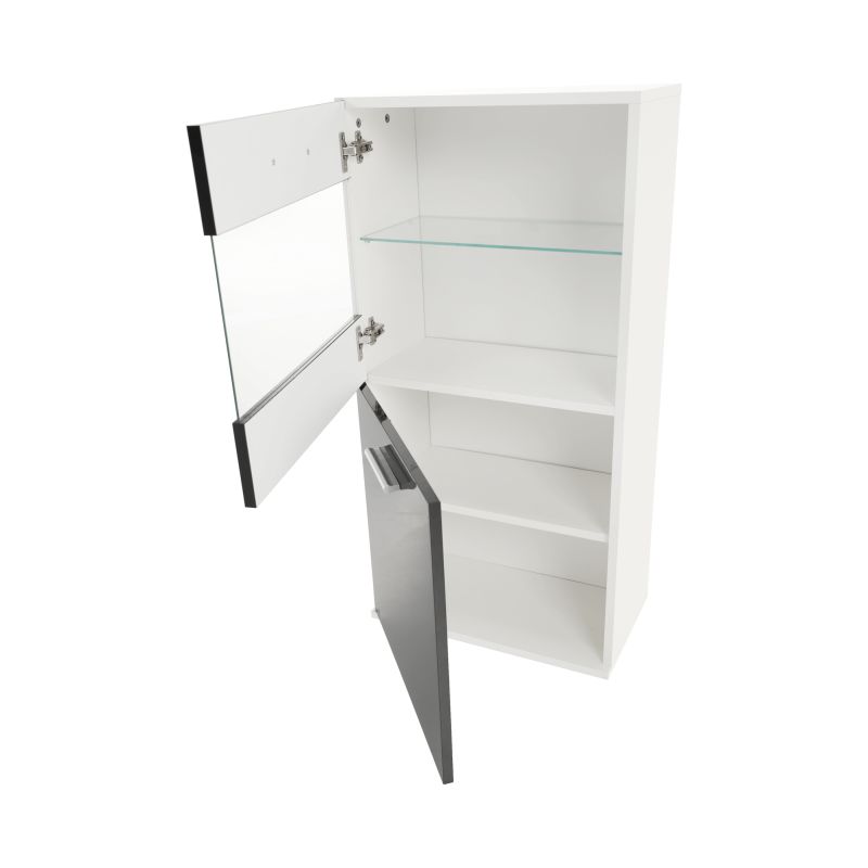 Obývacia stena, biela-čierna extra vysoký lesk HG