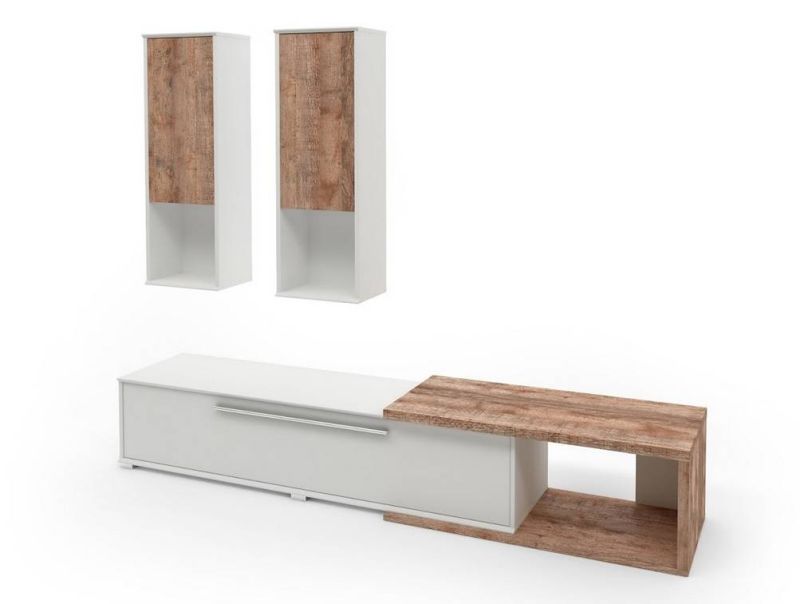 Obývacia stena biela-dub samdal