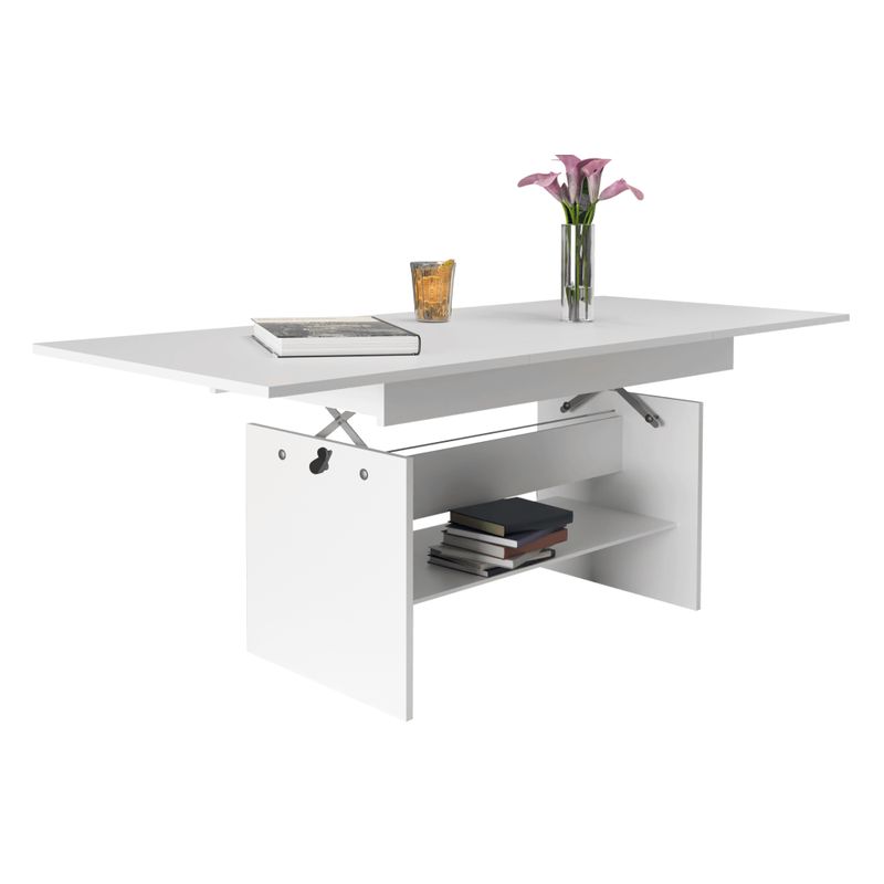 Jedálenský-konferenčný rozkladací stôl, biela, 120-160