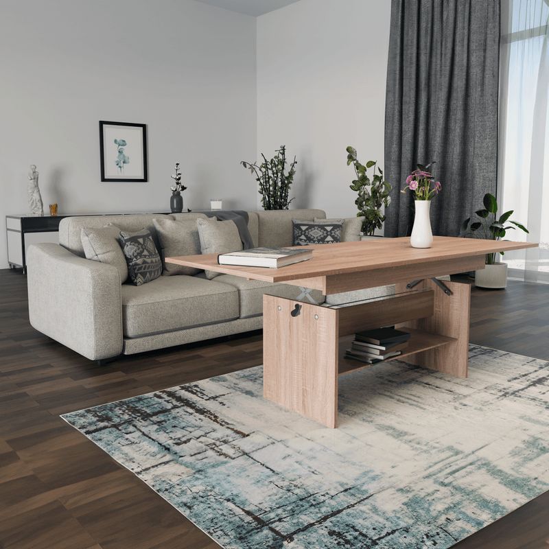 Jedálenský-konferenčný rozkladací stôl, dub sonoma, 120-160