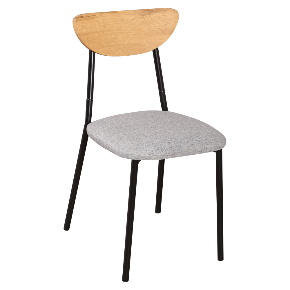 Jedálenský set 1+4, dub svetlý-sivá-čierna